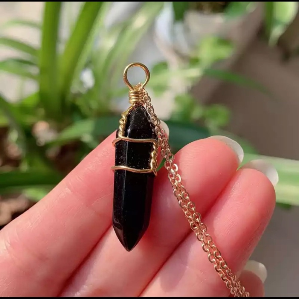 Crystal Necklaces Gold Wrap Real Crystal Pendants - Picture 8 of 10
